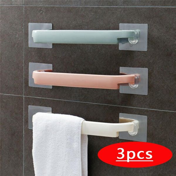 

bathroom storage & organization multifunction useful towel rail rack holder wall mounted self-adhesive hanging wall-mounted hanger shelf @c