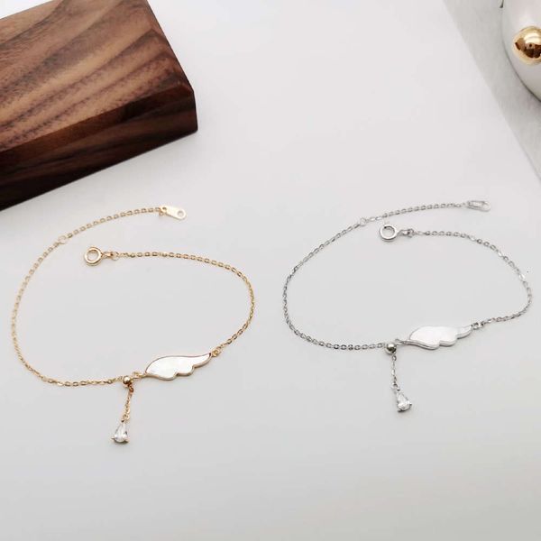 

s925 silver shell wing tassel zircon bracelet anklet japan and south korea simple cool wind net red crowd light luxury, Red;blue
