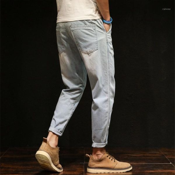 

men's pants 2021 korean jeans 9 cent loose straight-leg large size spring/summer thin student haren, Black