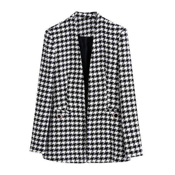 

women's suits & blazers 2022 suit jacket textured tweed blazer female elegant sets plaid black autumn trouser office, White;black
