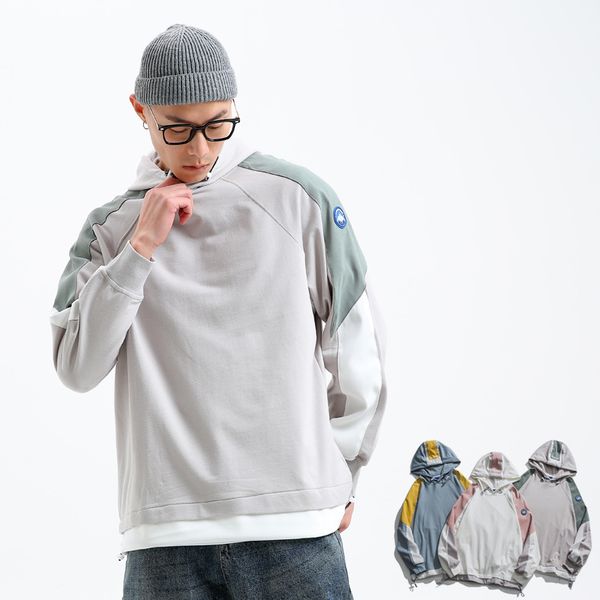 

hoodies fashion fleece 2021 spring color matching hooded sweater loose brand casual coat art little fresh top, Black