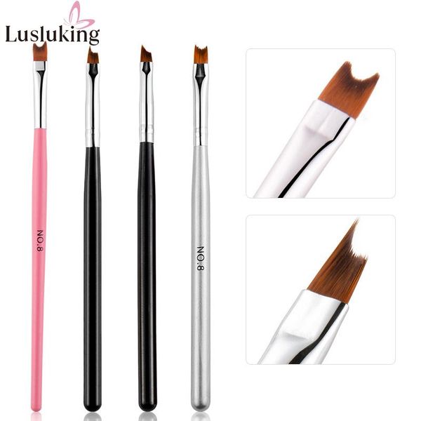 

nail brushes art brush french gradient half moon smile flat pen manicure drawing painting tips uv gel extension builder tool, Yellow