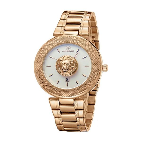 Top Luxusuhren Damen Quarz-Armbanduhr Frau Rose Golden Mesh Band Löwe Logo Mode Zifferblatt Uhr Damen Armbanduhr Geschenk Armbanduhren