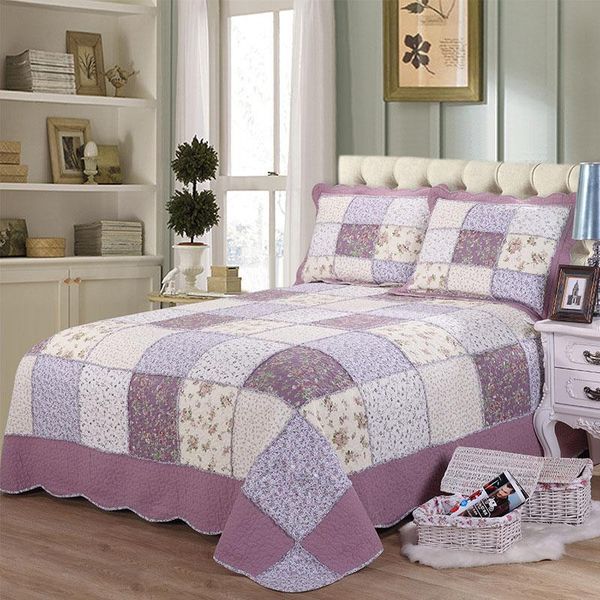 

comforters & sets floral patchwork quilt 3pcs bedspread on the bed cover pillowcase queen size summer coverlet quilted blanket