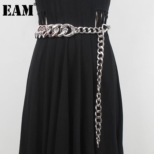 

belts [eam] silver color metal chain irregular long belt personality women loose fashion tide all-match spring autumn 2021 1dd6588, Black;brown