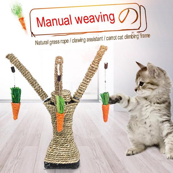 

pet products cat toys sisal grabbing board tree fork natural environmental protection grass rope pole platform