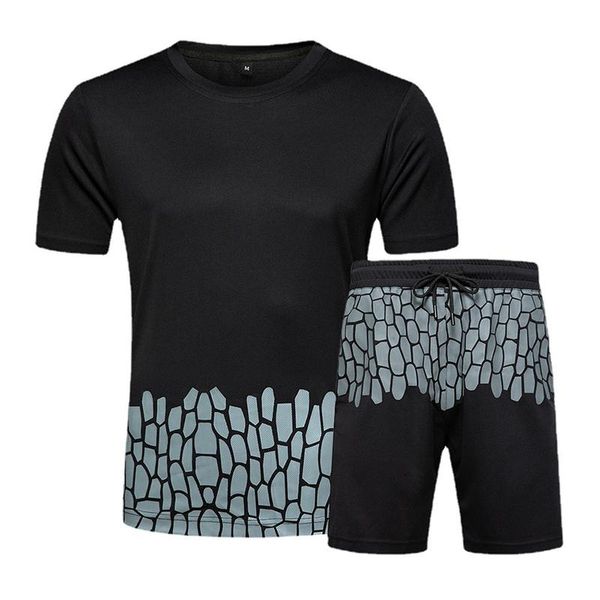 

men's tracksuits men casual set fashion 2 pcs sweat suit short sleeve t-shirt shorts sets male sportswear tracksuit summer quick dry sp, Gray