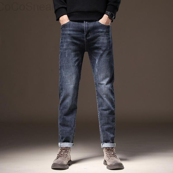 

men's jeans autumn loose straight spring casual dark long pants fashion brand versatile, Blue