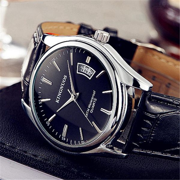 

wristwatches business watch men quartz clock genuine brown leather watchband male for man wrist watches relogio masculino, Slivery;brown
