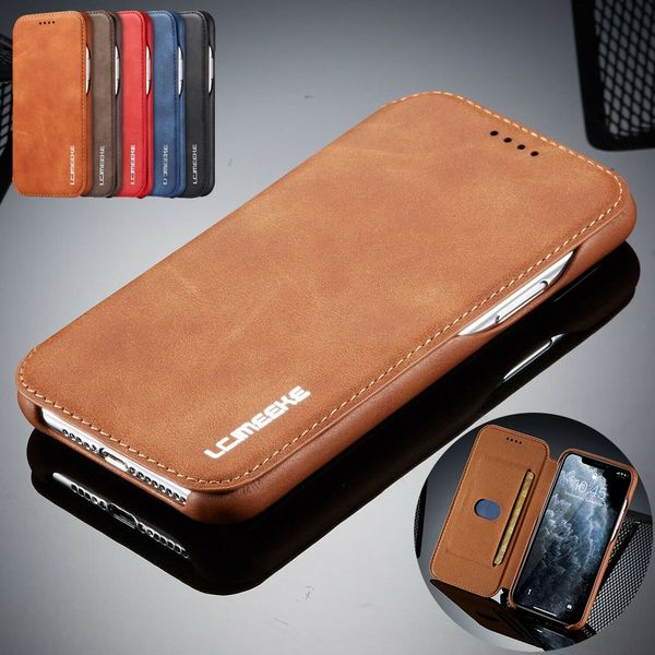Handyhüllen Slim Case für iPhone 11 Pro Mini Xs Max Xr X 7 8 Plus 6 6s SE 12 Luxus Magnetkartenhalter Flip Leder Brieftasche Abdeckung