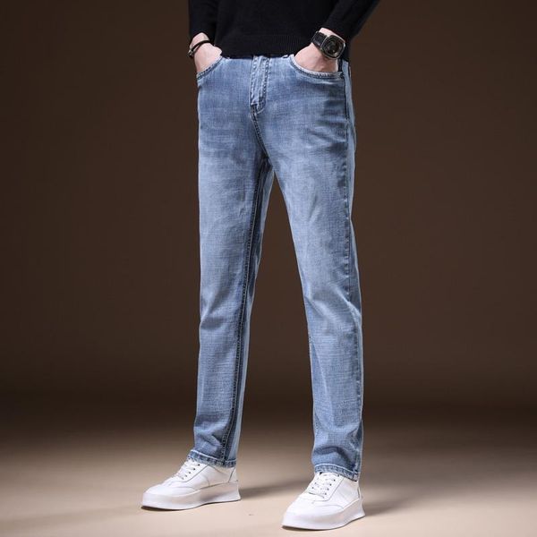 

men's jeans 2021 autumn and winter light blue men's casual fashion business stretch large size 28-40