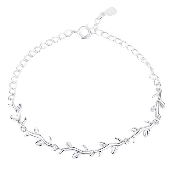 

link, chain 1pcs charm bracelet for girls silver color plated leaf copper adjustable bracelets women or bridal fashion bijoux femme, Black