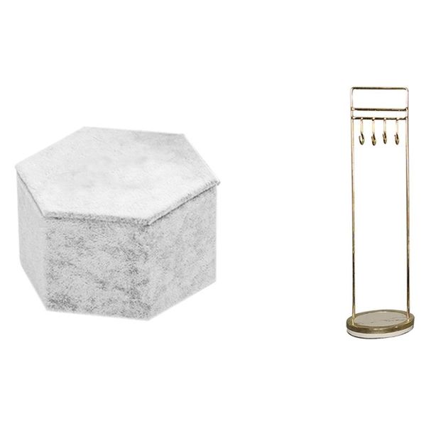 

jewelry pouches, bags display with marble stand & earrings necklace rack storage box ring, Pink;blue