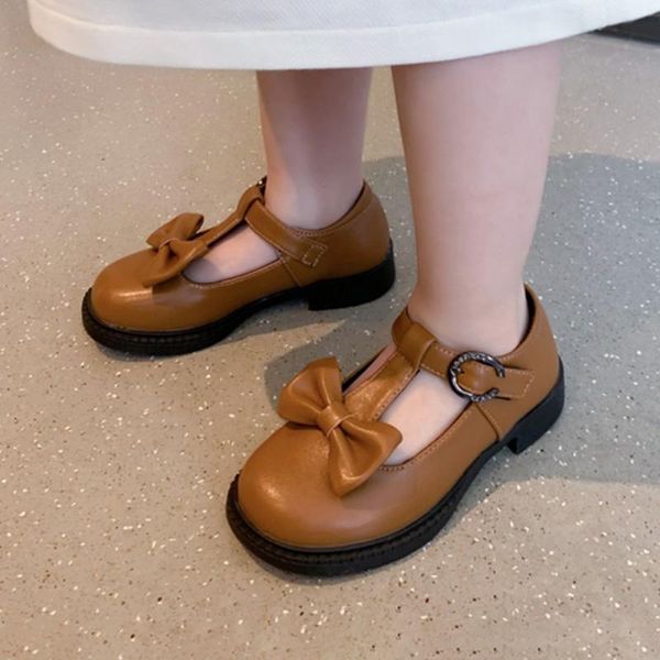 

flat shoes british style fashion ladies t strap leather for girls childern mary janes casual solid bow buckle kid flats, Black;grey