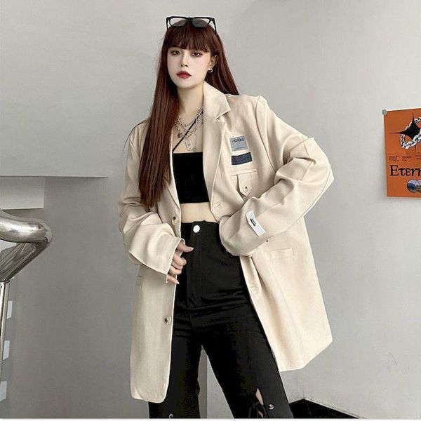 

women's suits & blazers 2021 chic korean loose women blazer spring summer single buttons female oversized suit jacket full sleeve outwe, White;black