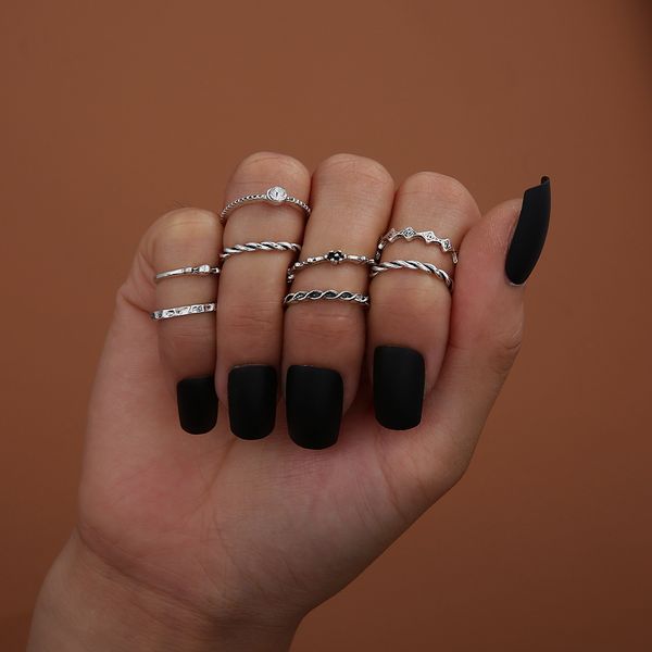 

jewelry simple ethnic style cross twist joint ring set 8 pieces, Golden;silver