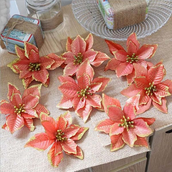 

christmas decorations golden three-layer highgold cloth flower practical creativity simulation pendant party decoration