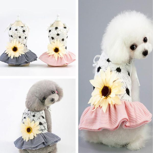 

dog apparel pet clothes skirt sunflower sling in spring and summer for small dogs