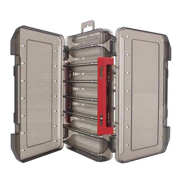 

portable double sided fishing tackle box 12 14 compartments bait lure hook storage accessories plastic case