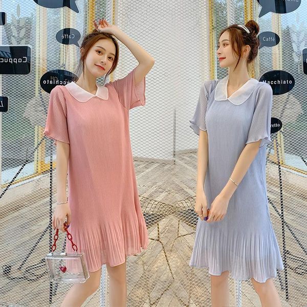 

arrive summer maternity dress woman cute chiffon large size dresses pregnant clothing md-02885, White