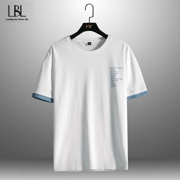 

men's t-shirts man fashion summer breathable casual letter print male loose tshirts short sleeve men oversize hip-hop cotton round neck, White;black