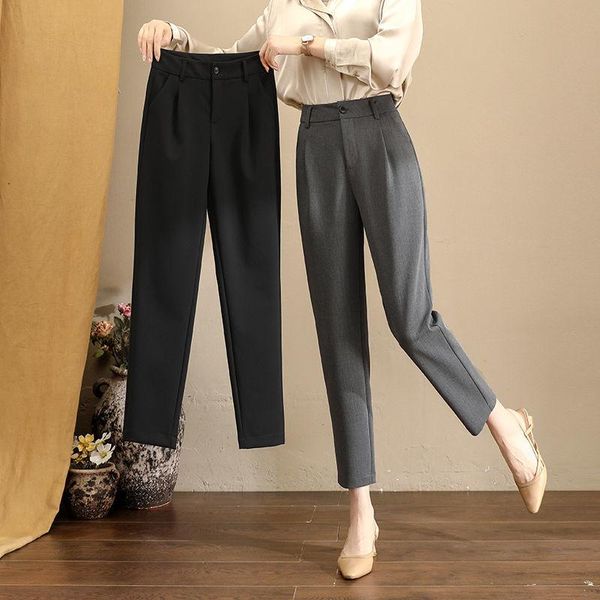 

women's pants & capris 2021 autumn winter harlan are thin and versatile, wide leg casual straight nine point suit, Black;white