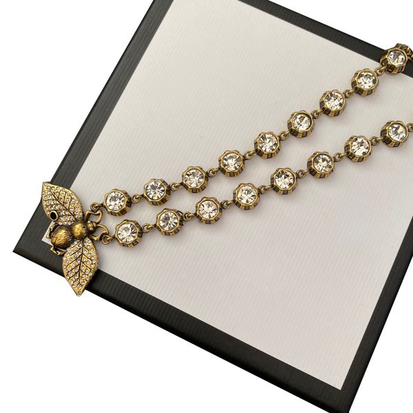 

baroque rhinestone necklace engagement wedding party necklaces womens vintage gold chains bee pendant famous designers jewelrys, Silver