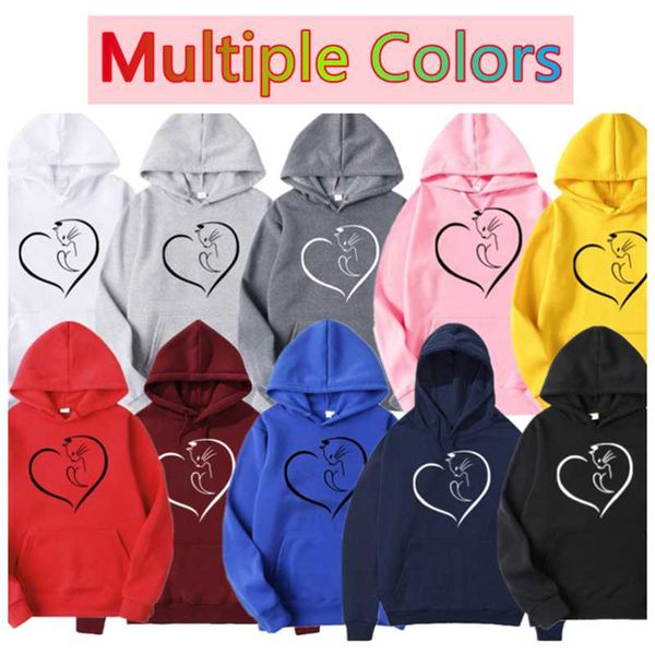 

men's hoodies & sweatshirts 2021 spring autumn fashion women's casual solid printing hooded hip hop streetwear pullovers, Black