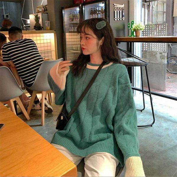

women's sweaters girl lovely female sweatshirt spring green cute student long sleeve sweater girls pink streetwear beauty, White;black