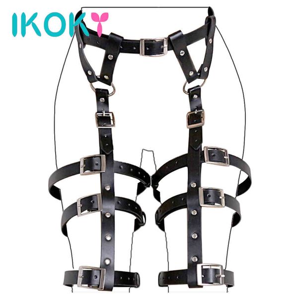 IKOKY Flirt Clothes PU Leather SM Bondage Gear Fetish Sex Toys per coppie Prodotti erotici Giochi per adulti Gioco di ruolo X0401