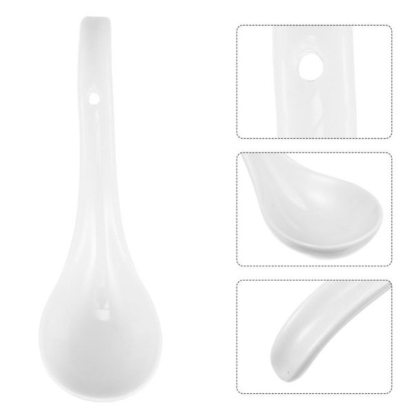 

2pcs multifunctional noodle spoons dessert home ceramic (white)