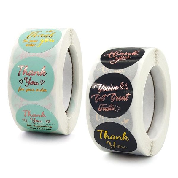 

gift wrap 500pcs thank you stickers round bronzing business label sticker for baking packaging seal labels stationery