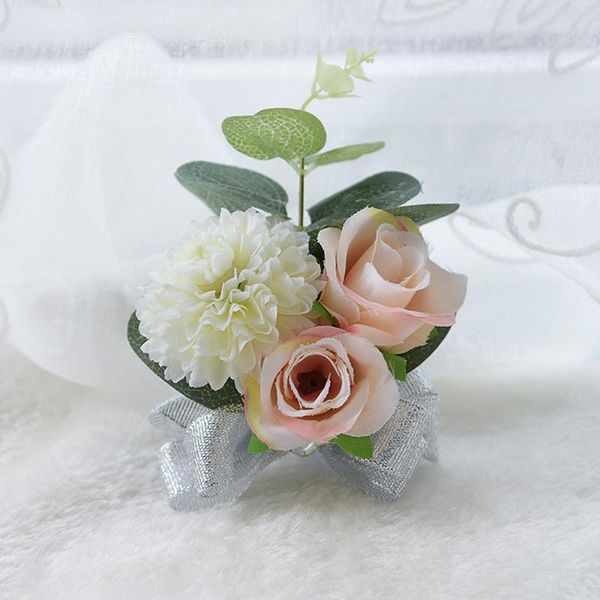 

charm bracelets simulation wrist flowers wedding dancing party decor bride bridesmaid hand bridal prom accessories, Golden;silver