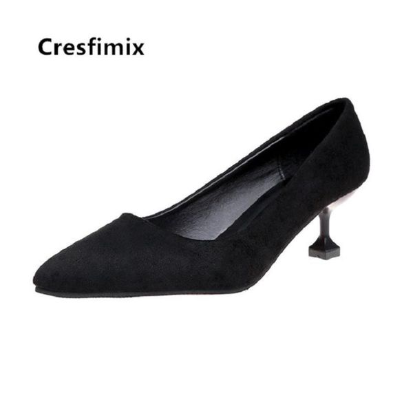 

cresfimix female fashion black comfortable slip on high heel shoes women cute office pumps bombas de mujeres a5257 dress