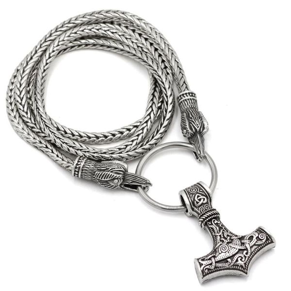 

chains norse viking cord odin's wolf with head pendant necklace gift bag, Silver