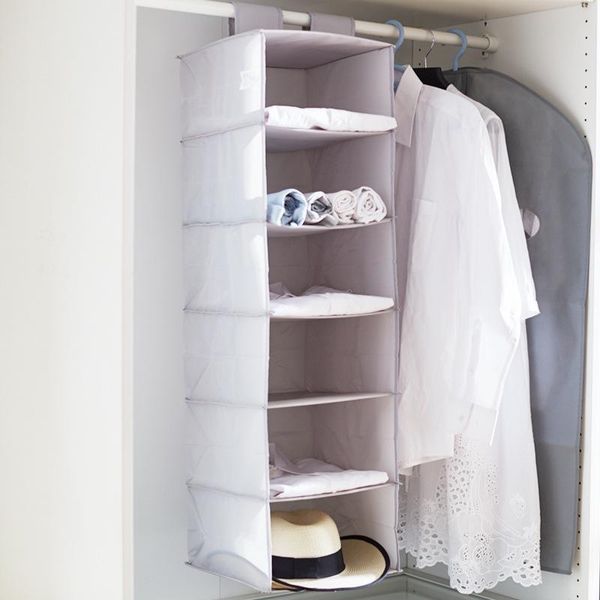 

storage boxes & bins creative oxford cloth 6 layers portable hanging bag collapsible wardrobe clothes scarf organizer 30*30*110cm