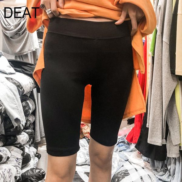 

[deat] high elastic waist black bodybuilding straight trousers loose fit pants women fashion tide spring summer 2021 gx956 women's & ca, Black;white