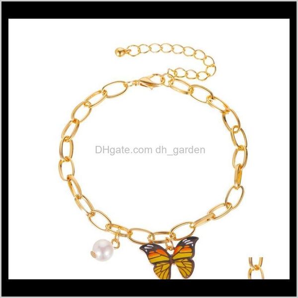 

charm drop delivery 2021 gold color chain bracelets colorful butterfly pearl pendant bracelet for women party jewelry accessories p0vqh, Golden;silver