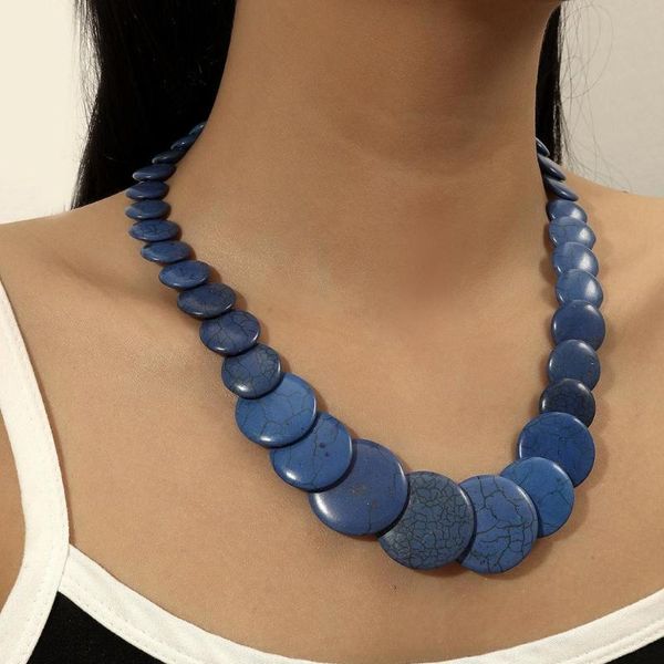 

fashion bohemia style turquoises stone round beads long chain necklace women statement diy jewelry chains, Silver