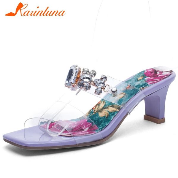 

dress shoes karin female designer pumps open toe rhinestone slip on floral party women summer, Black