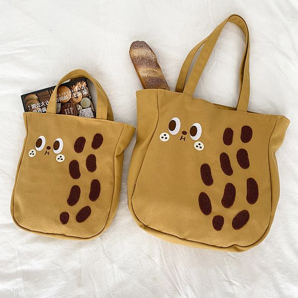 

yayu / 2021 new cartoon canvas bag large capacity single shoulder hand women's embroidered peanut