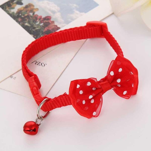 

cat collars & leads pet reflective head safety buckle cute bowknot collar separate bell puppy kitten breakaway neck strap