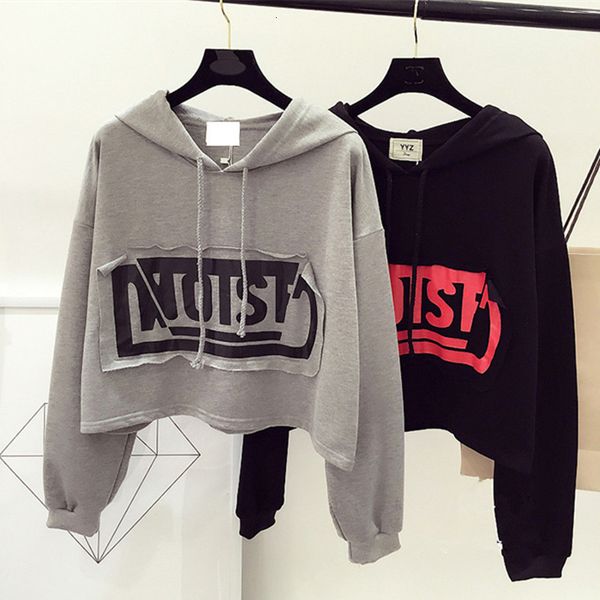 

women's hoodies & sweatshirts female hooded sweater, short sleeve jumper with casual letters, spring and autumn 22qd, Black