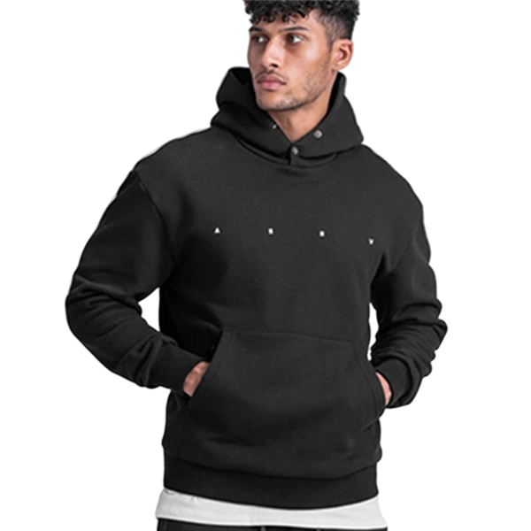 

men's hoodies & sweatshirts autumn button collar gyms hoodie clothes bodybuilding hooded sweatshirt clothing cotton pullover, Black