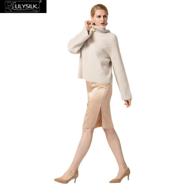 

skirts lilysilk skirt hips flattering silk clearance sale, Black