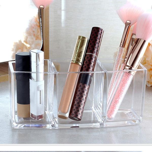 

storage boxes & bins 3 slot acrylic makeup brush and cosmetics box eyeliners display holder organizer