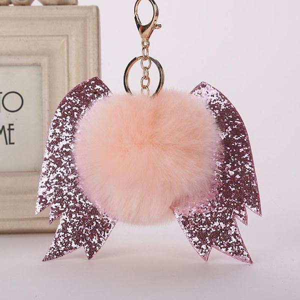 

keychains doreen box pom ball keychain & keyring glitter wing gold color clasp lobster fashion women jewelry 13cm(5 1/8"), 1 piece, Silver