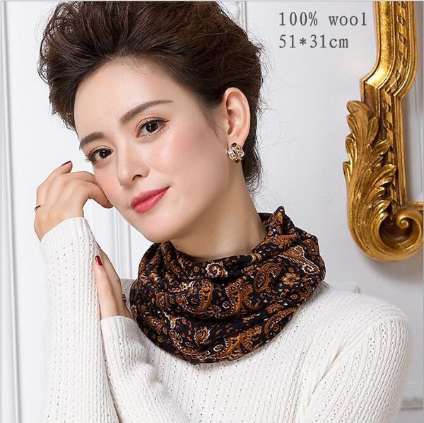 

scarves naizaiga winter 100% wool print ring scarf spring women brand pashmina 51*31cm,pywy2, Blue;gray