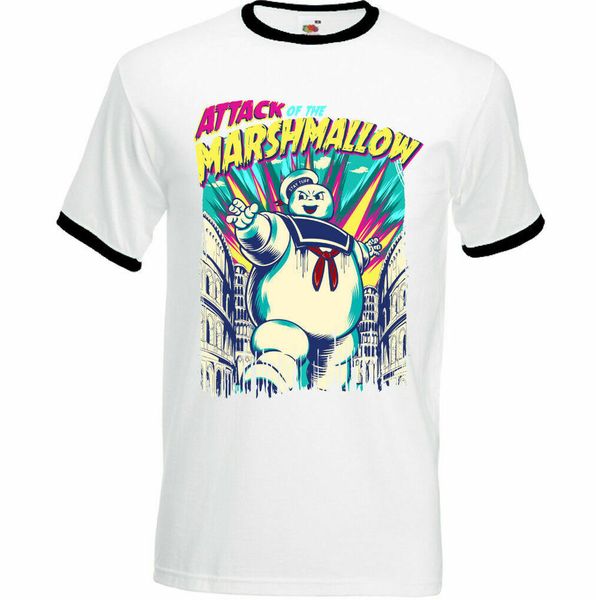 

attack of the marshmallow man stay puft mens funny ghostbuster inspired, White;black