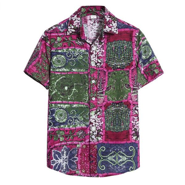 

men's casual shirts fashion red men short sleeve cardigan hawaiian beach flower shirt turtleneck clothes mens blouse 2021, White;black